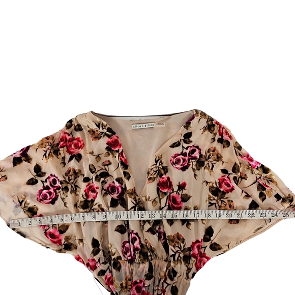 Alice & Olivia Clarine Wrap Dress Silk Velvet Wrap Dress Midi Size 4 - Picture 5 of 7